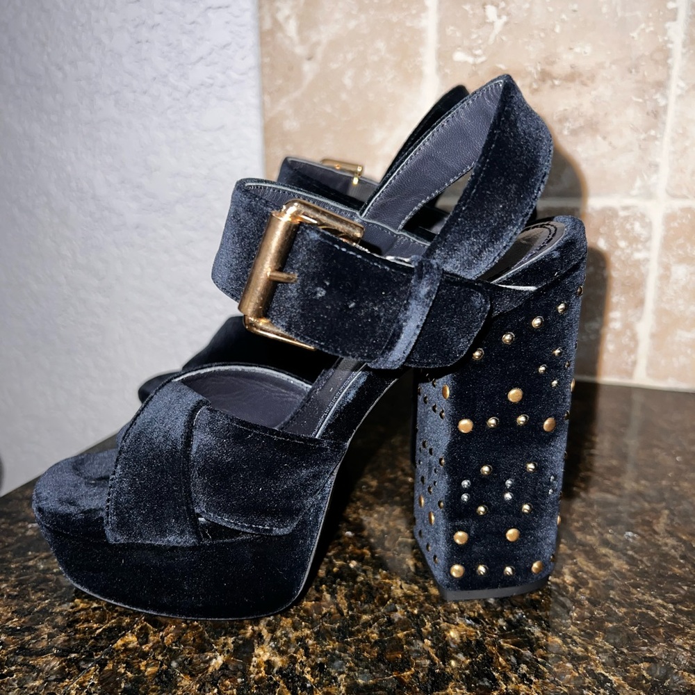Maje Velvet Platform Heels